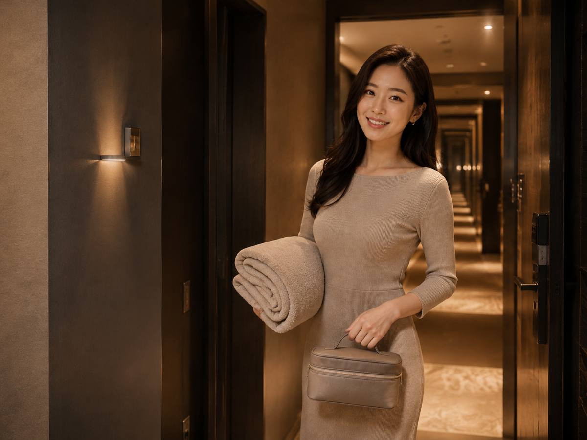 서울 합정동 방문 홈케어 일정을 준비하는 젊은 성인 한국 여성 관리사